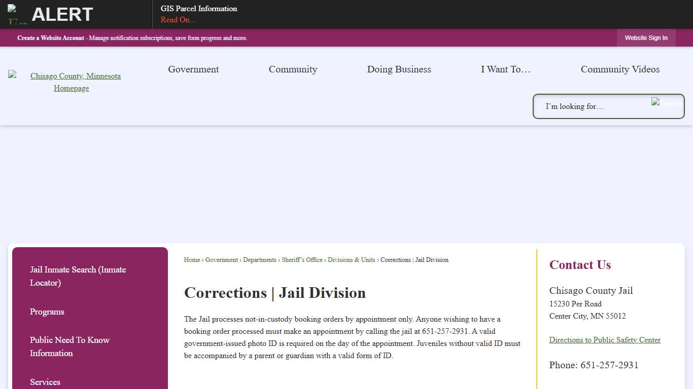 Corrections | Jail Division | Chisago County, MN - Official Website