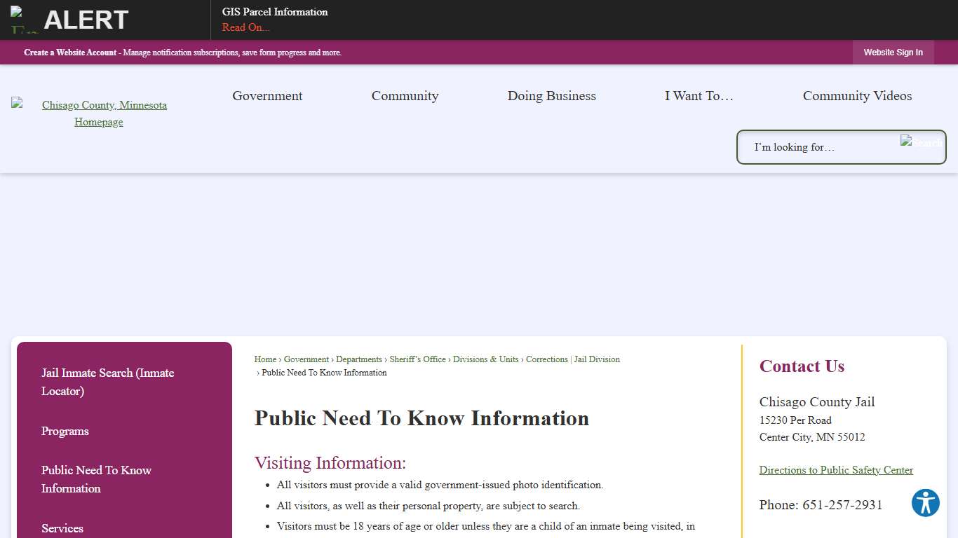 Public Need To Know Information | Chisago County, MN - Official Website